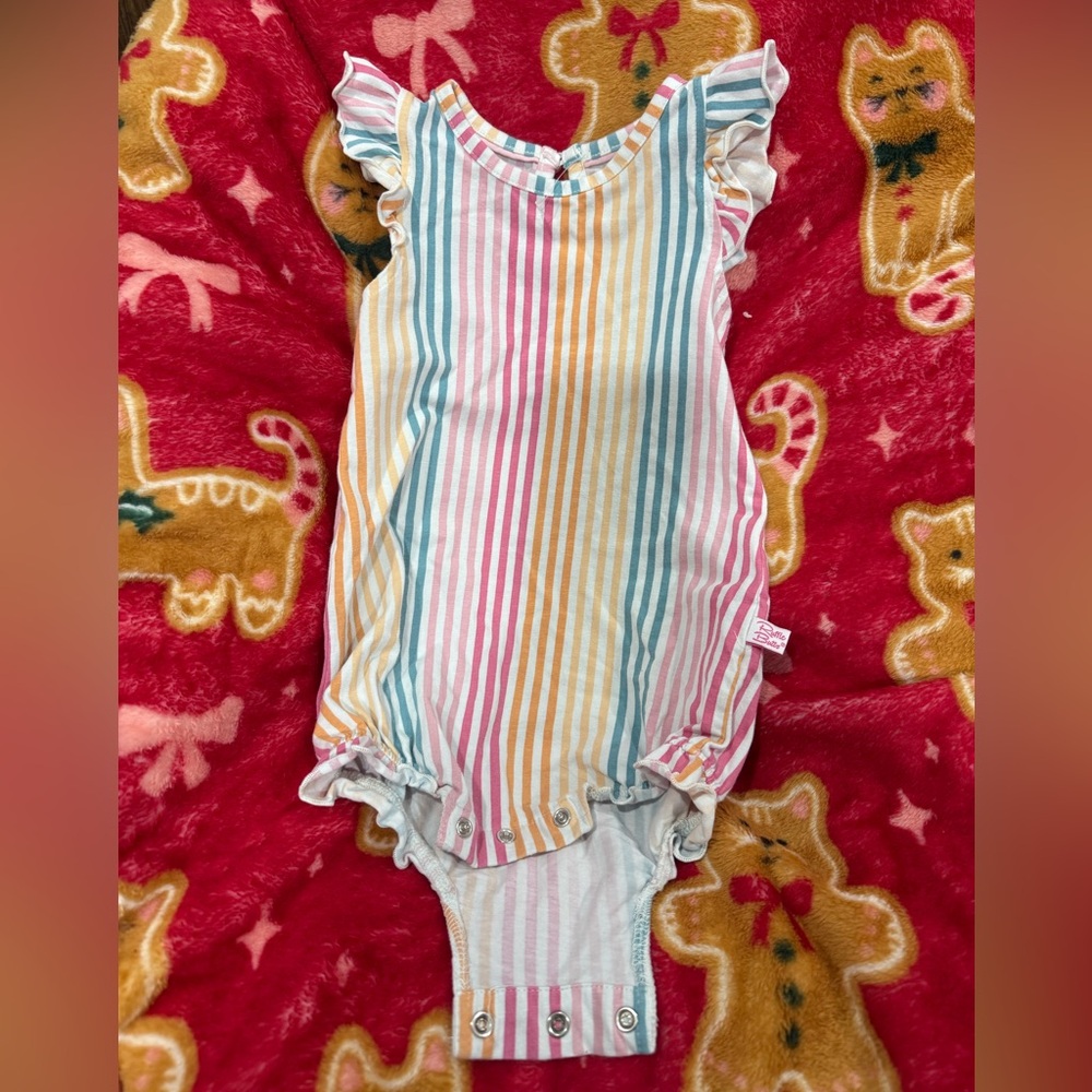 Ruffle Butts Pastel Striped Baby Onesie